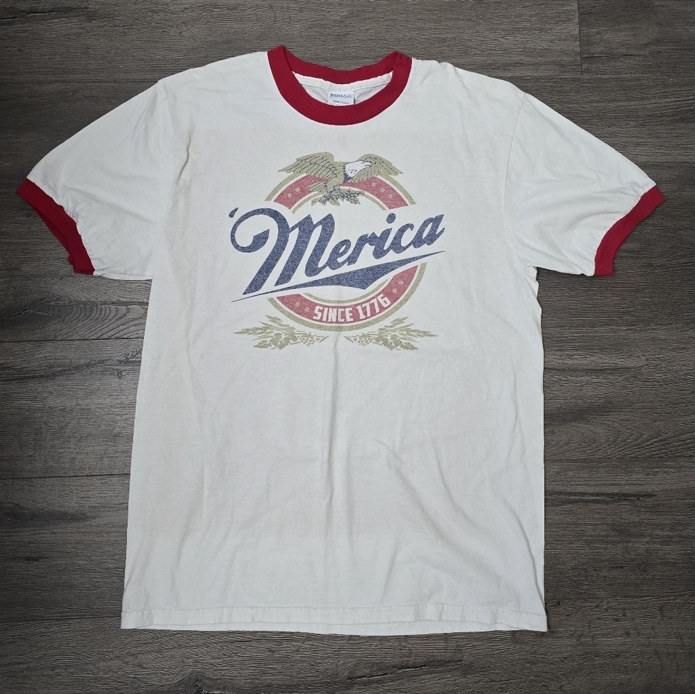 Port & Company Core Cotton Merica 🇱🇷 Short Sleeve Tee Unisex Size Medium